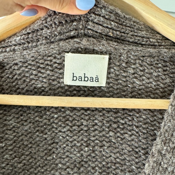 Babaa Wool Cardigan in Grayish Brown (no 11 Oak) with Brown buttons - Picture 3 of 5